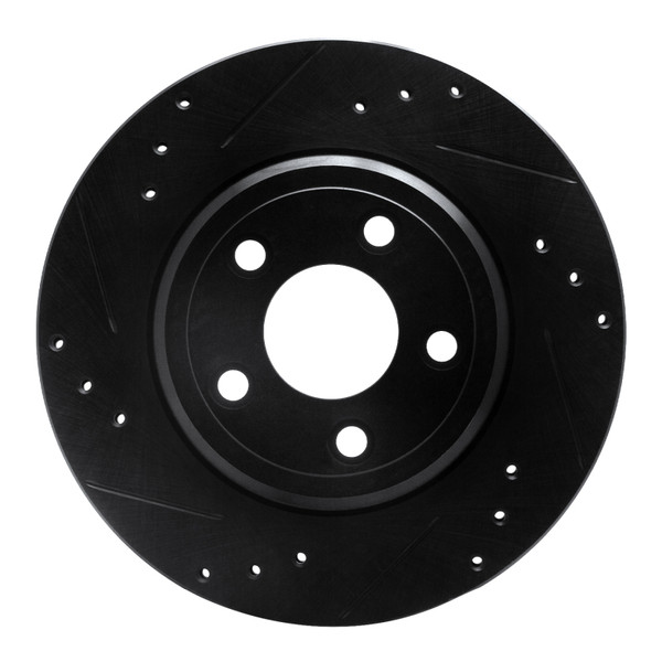 R1 00-06 Ford Thunderbird Rear Left Drilled & Slotted Black Brake Rotor - 633-54046L