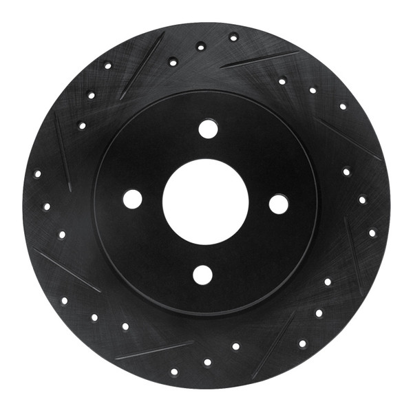 R1 02-04 Ford Focus Rear Left Drilled & Slotted Black Brake Rotor - 633-54051L