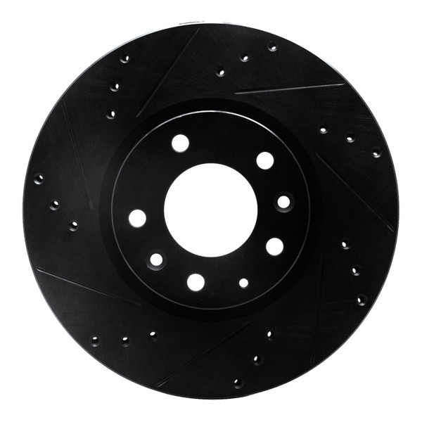 R1 06-13 Ford Fusion Front Left Drilled & Slotted Black Brake Rotor - 633-54059L