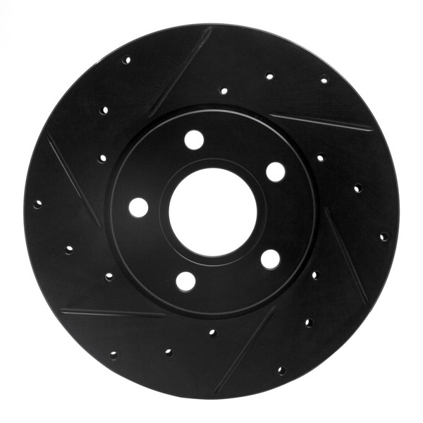 R1 12-18 Ford C-MAX Front Left Drilled & Slotted Black Brake Rotor - 633-54067L