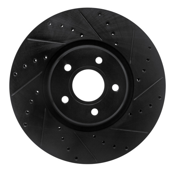 R1 04-19 Ford Transit Connect Front Right Drilled & Slotted Black Brake Rotor - 633-54070R