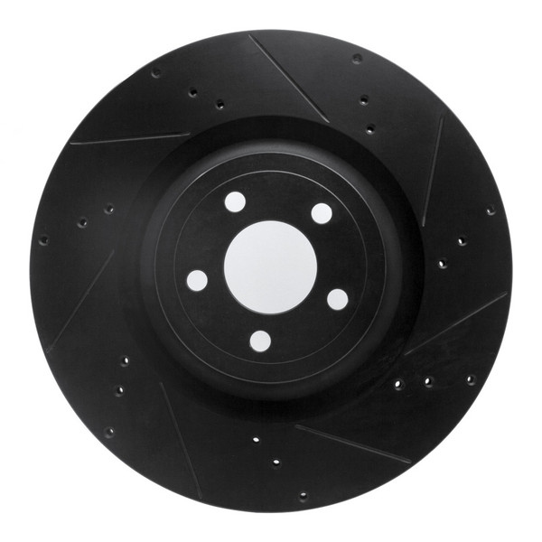 R1 15-23 Ford Mustang Front Right Drilled & Slotted Black Brake Rotor - 633-54079R
