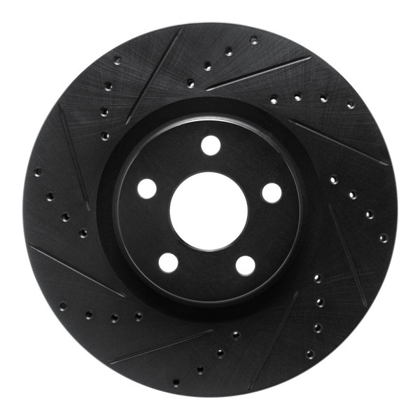 R1 15-20 Ford Edge Front Left Drilled & Slotted Black Brake Rotor - 633-54095L