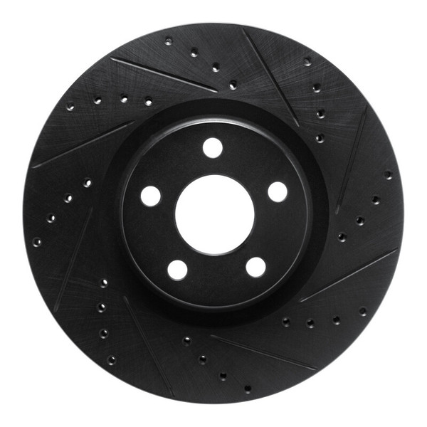 R1 15-20 Ford Edge Front Right Drilled & Slotted Black Brake Rotor - 633-54095R