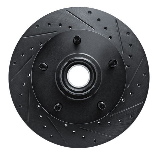 R1 94-01 Ford E-150 Econoline Front Right Drilled & Slotted Black Brake Rotor - 633-54129R