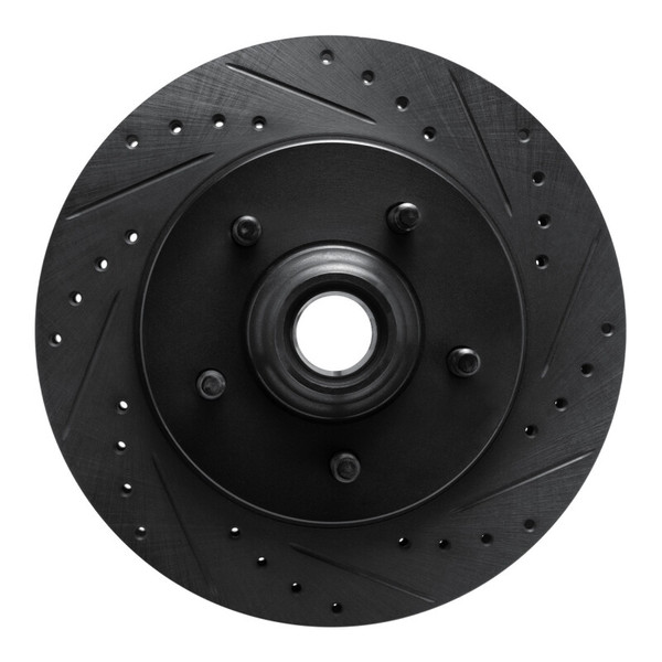 R1 99-04 Ford Expedition Front Right Drilled & Slotted Black Brake Rotor - 633-54170R