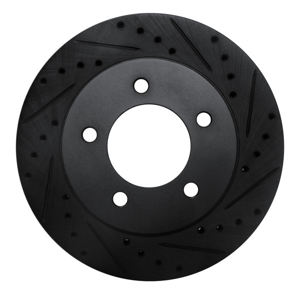 R1 97-02 Ford Expedition Front Right Drilled & Slotted Black Brake Rotor - 633-54176R