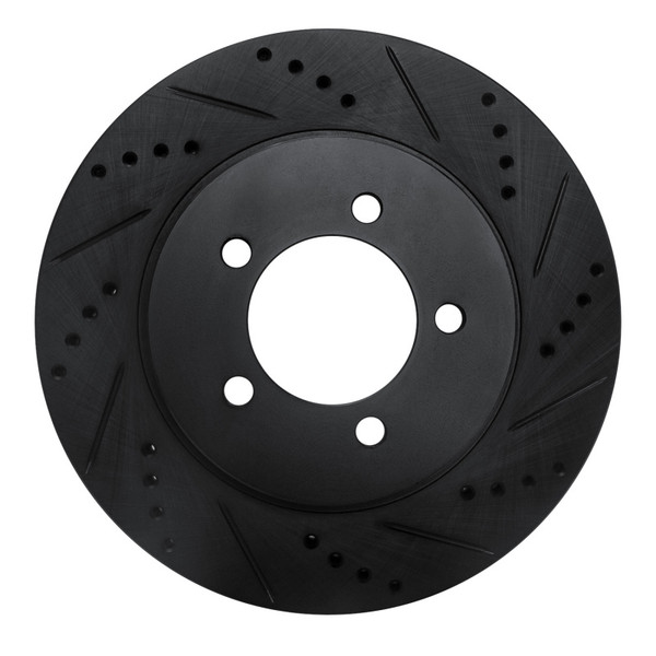 R1 02-05 Ford Explorer Front Right Drilled & Slotted Black Brake Rotor - 633-54179R