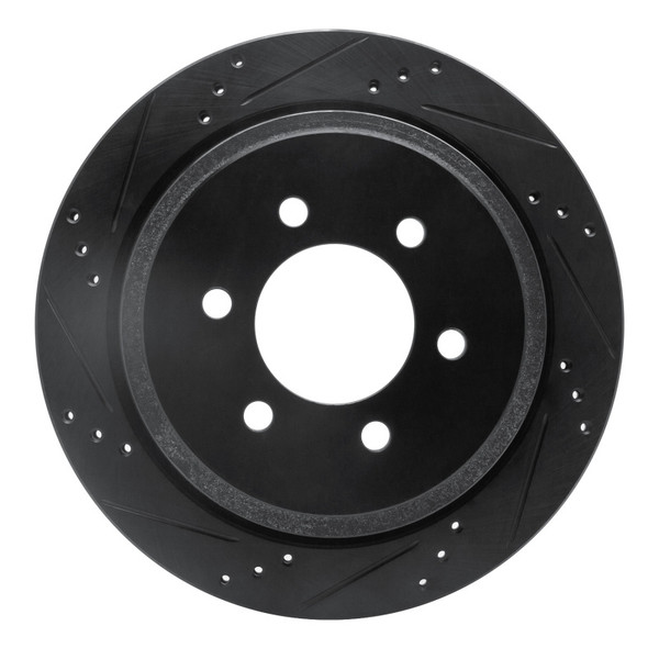 R1 02-06 Ford Expedition Rear Left Drilled & Slotted Black Brake Rotor - 633-54181L