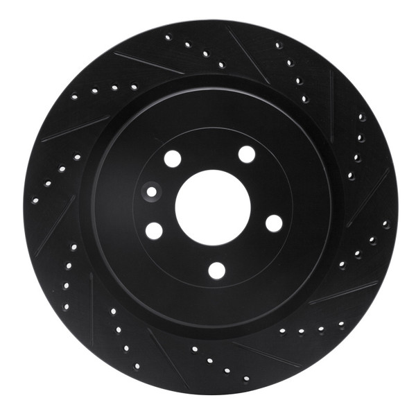 R1 13-19 Ford Flex Rear Right Drilled & Slotted Black Brake Rotor - 633-54222R