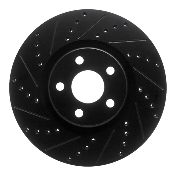 R1 17-20 Lincoln MKZ Front Left Drilled & Slotted Black Brake Rotor - 633-54264L