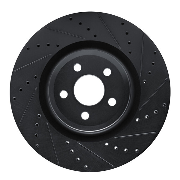 R1 19-24 Ford Edge Front Right Drilled & Slotted Black Brake Rotor - 633-54274R