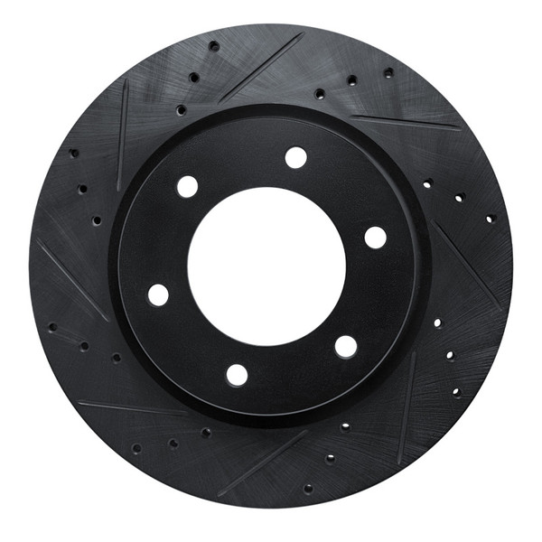 R1 19-25 Ford BRONCO Front Left Drilled & Slotted Black Brake Rotor - 633-54275L