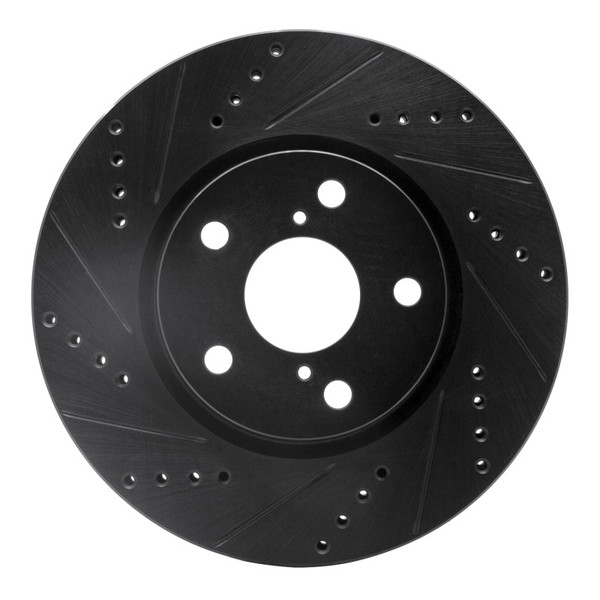 R1 20-22 Ford Mustang Right Front Drilled & Slotted Black Brake Rotor - 633-54291D