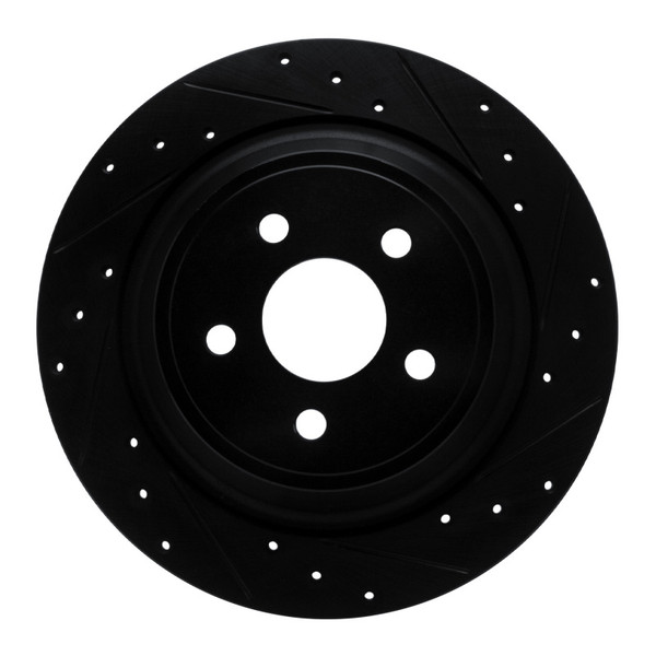 R1 15-24 Ford Fusion Rear Right Drilled & Slotted Black Brake Rotor - 633-55005R