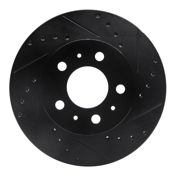 R1 95-97 Ford Crown Victoria Front Right Drilled & Slotted Black Brake Rotor - 633-56012R