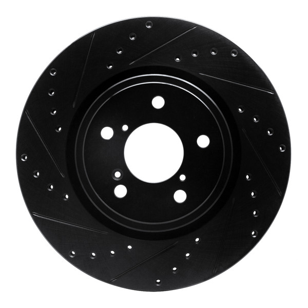 R1 17-20 Acura MDX Front Left Drilled & Slotted Black Brake Rotor - 633-58031L