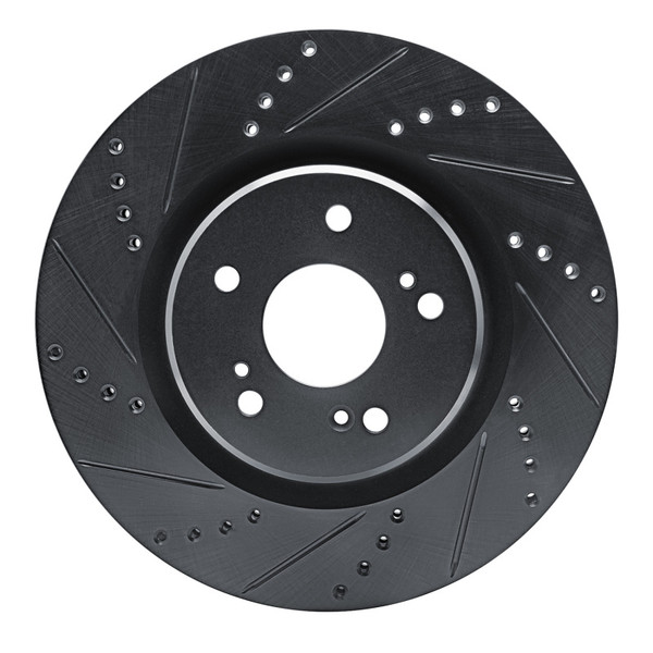 R1 19-25 Acura RDX Front Left Drilled & Slotted Black Brake Rotor - 633-58032L