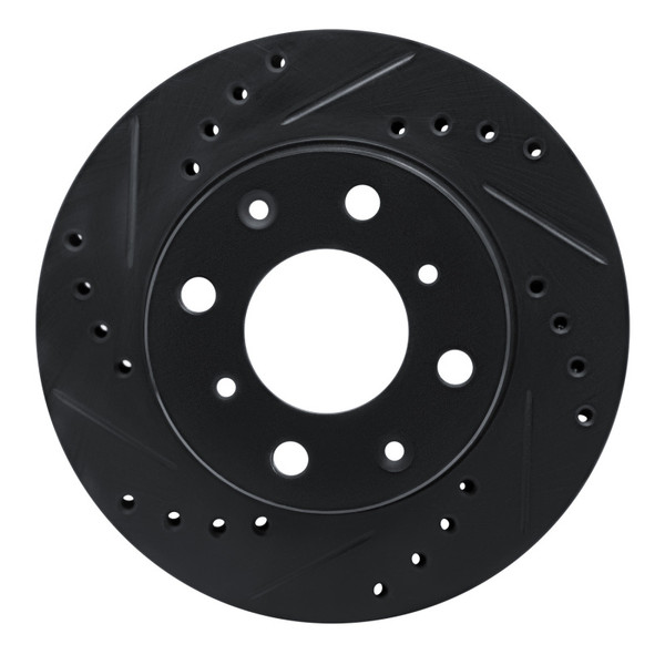R1 83-87 Honda Prelude Front Left Drilled & Slotted Black Brake Rotor - 633-59003L