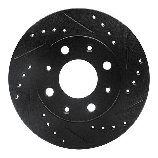 R1 84-06 Honda CRX Front Right Drilled & Slotted Black Brake Rotor - 633-59005R