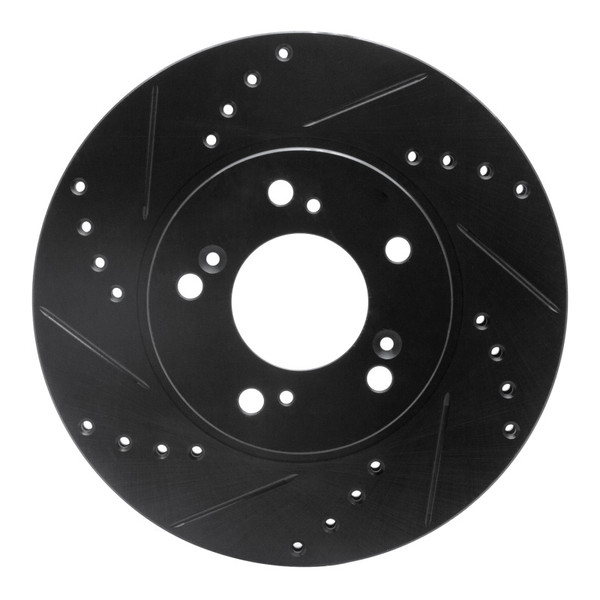 R1 91-01 Acura RL Front Left Drilled & Slotted Black Brake Rotor - 633-59040L