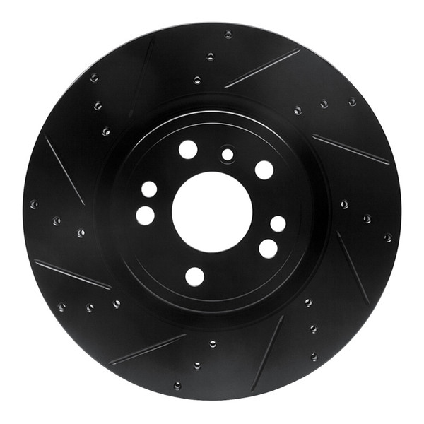 R1 12-18 Mercedes-Benz ML350 Front Left Drilled & Slotted Black Brake Rotor - 633-63144L