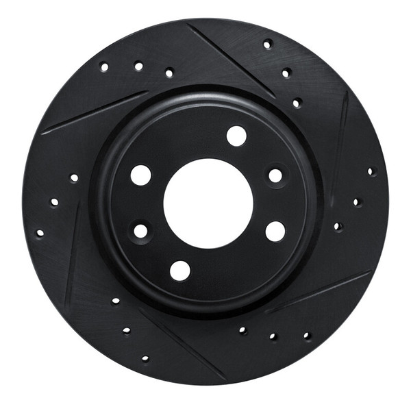 R1 15-19 Renault Logan (Mexico) Front Right Drilled & Slotted Black Brake Rotor - 633-63159R