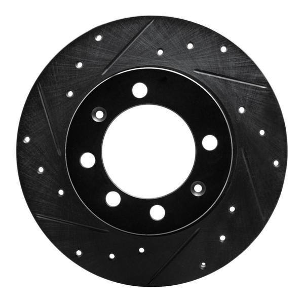 R1 69-87 Saab 900 Front Left Rear Left Drilled & Slotted Black Brake Rotor - 633-65000L