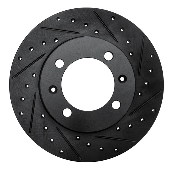 R1 81-87 Saab 900 Front Right Drilled & Slotted Black Brake Rotor - 633-65001R