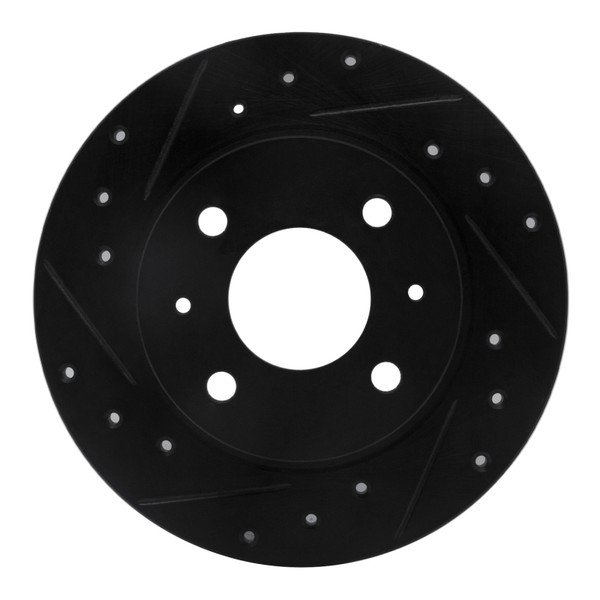 R1 86-06 Nissan Pulsar NX Front Left Drilled & Slotted Black Brake Rotor - 633-67020L