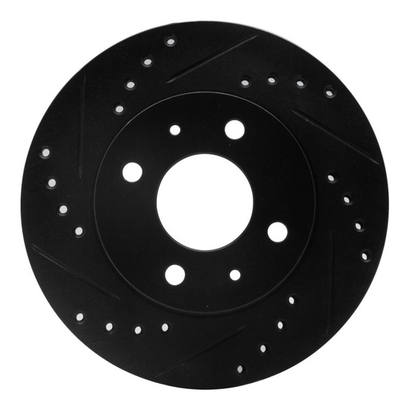 R1 86-17 Nissan NX Front Left Drilled & Slotted Black Brake Rotor - 633-67024L