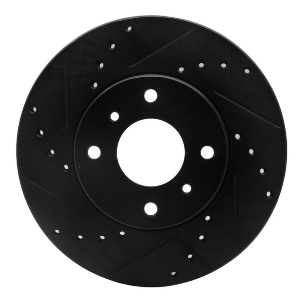 R1 93-06 Infiniti G20 Front Left Drilled & Slotted Black Brake Rotor - 633-67040L