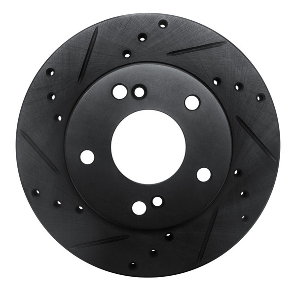 R1 96-98 Nissan 240SX Front Left Drilled & Slotted Black Brake Rotor - 633-67047L