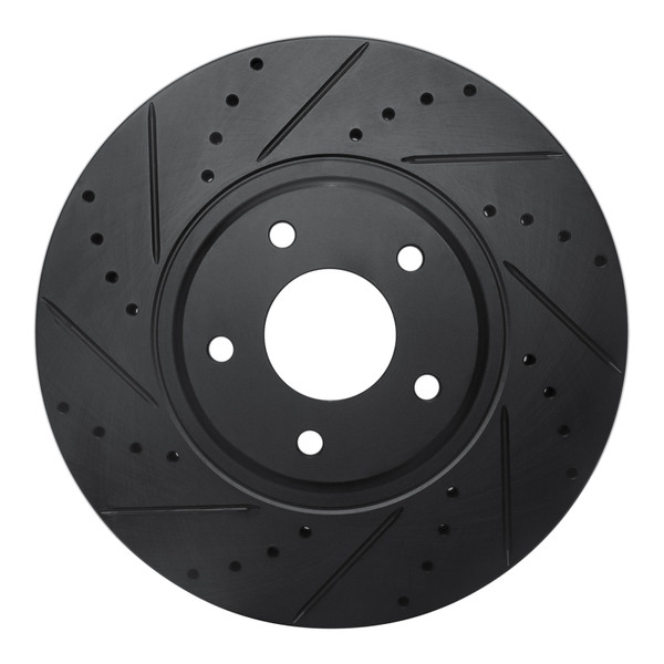 R1 03-05 Nissan Maxima Front Left Drilled & Slotted Black Brake Rotor - 633-67051L