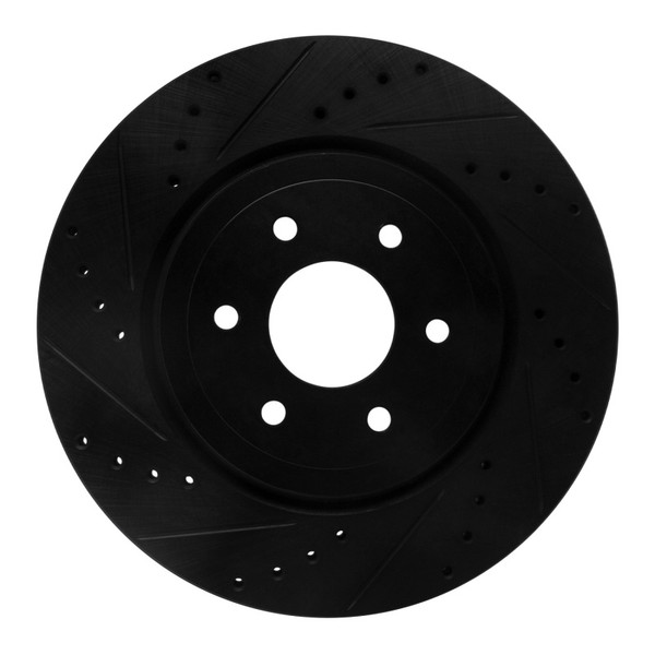 R1 08-11 Nissan Pathfinder Front Left Drilled & Slotted Black Brake Rotor - 633-67099L