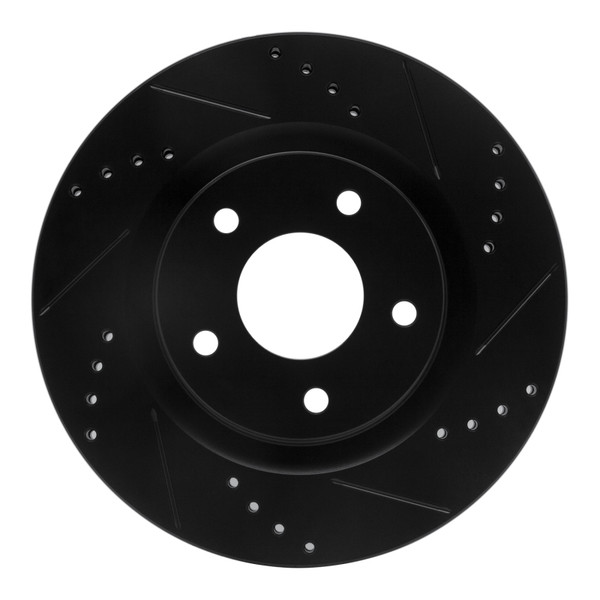 R1 11-19 Nissan Juke Front Right Drilled & Slotted Black Brake Rotor - 633-67100R
