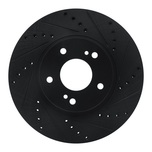 R1 97-01 Infiniti Q45 Front Right Drilled & Slotted Black Brake Rotor - 633-68005R