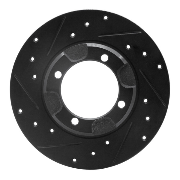 R1 85-91 Dodge COLT Front Left Drilled & Slotted Black Brake Rotor - 633-72002L
