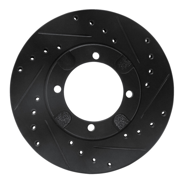 R1 83-91 Dodge COLT Front Right Drilled & Slotted Black Brake Rotor - 633-72003R