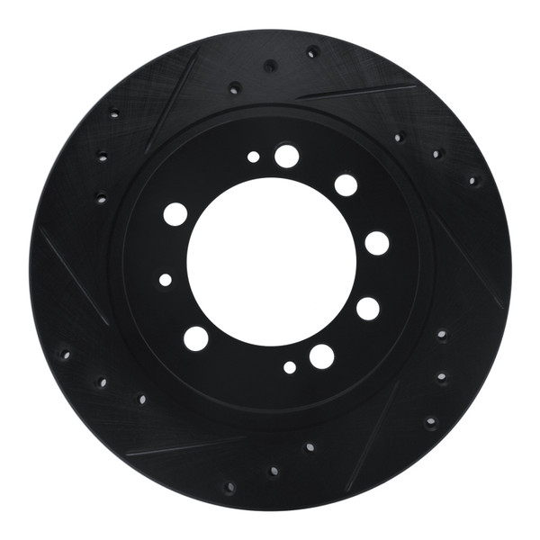 R1 83-89 Chrysler Conquest Rear Left Drilled & Slotted Black Brake Rotor - 633-72005L