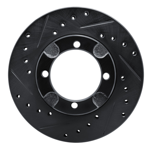 R1 91-92 Dodge COLT Front Left Drilled & Slotted Black Brake Rotor - 633-72013L