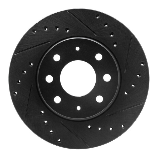 R1 90-93 Mitsubishi Galant Front Right Drilled & Slotted Black Brake Rotor - 633-72018R