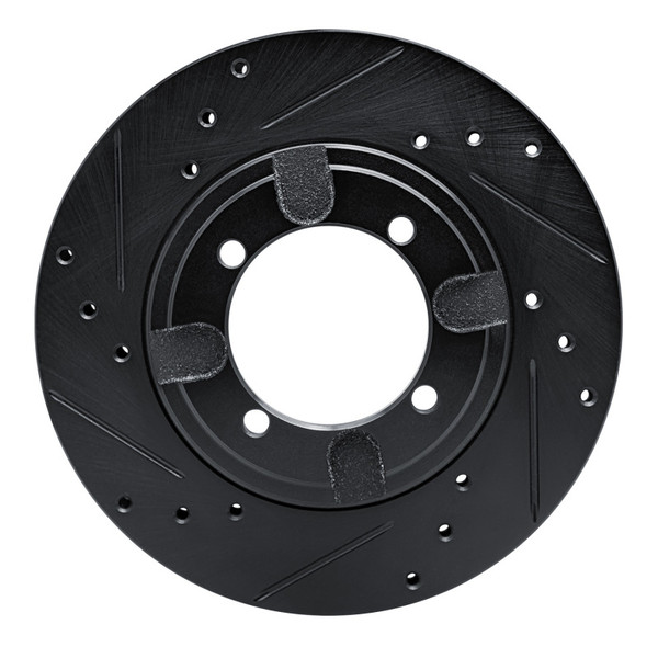 R1 91-92 Mitsubishi Mirage Front Left Drilled & Slotted Black Brake Rotor - 633-72020L