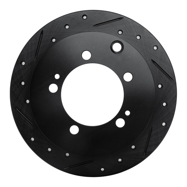 R1 94-07 Chrysler SEBRING Rear Left Drilled & Slotted Black Brake Rotor - 633-72028L