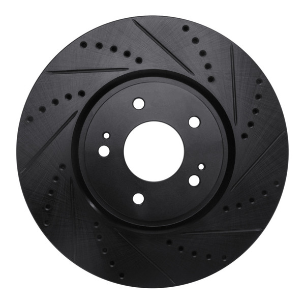 R1 03-06 Mitsubishi Lancer Front Right Drilled & Slotted Black Brake Rotor - 633-72035R