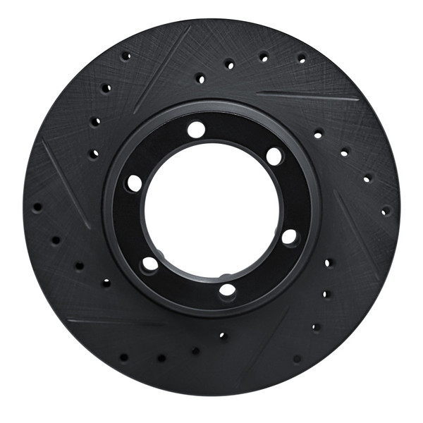 R1 81-87 Dodge D50 Front Left Drilled & Slotted Black Brake Rotor - 633-72048L