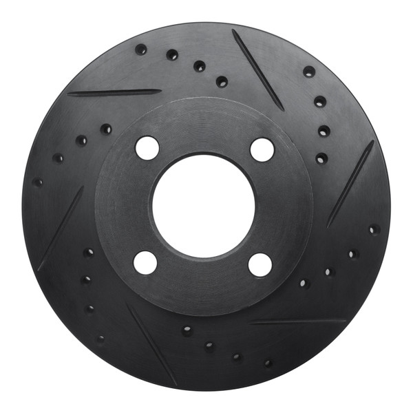 R1 78-92 Audi 80 Front Right Drilled & Slotted Black Brake Rotor - 633-73000R