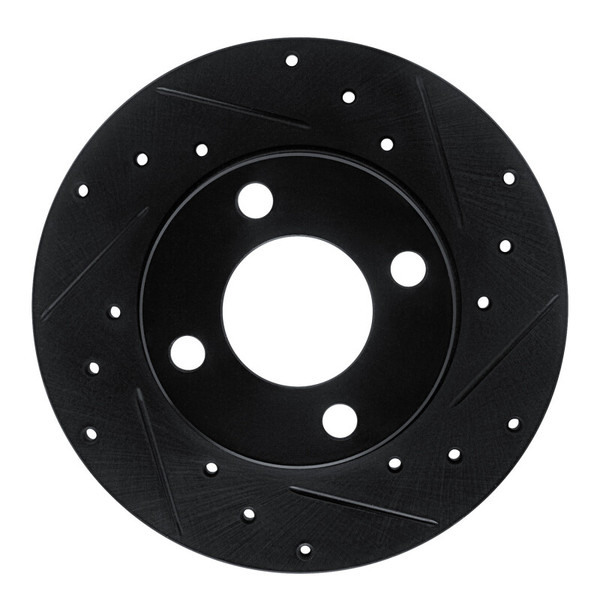 R1 78-85 Audi 5000 Front Right Drilled & Slotted Black Brake Rotor - 633-73003R