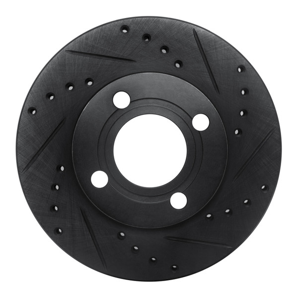 R1 84-87 Audi Coupe Front Right Drilled & Slotted Black Brake Rotor - 633-73005R