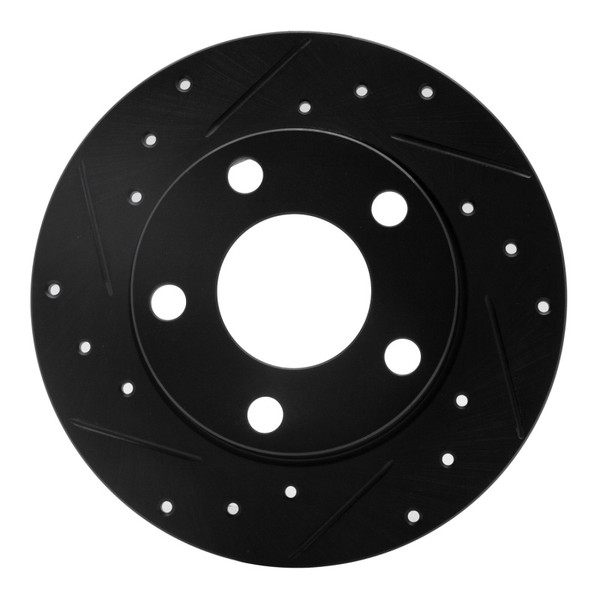 R1 85-00 Audi 5000CS Turbo Quattro Rear Left Drilled & Slotted Black Brake Rotor - 633-73009L